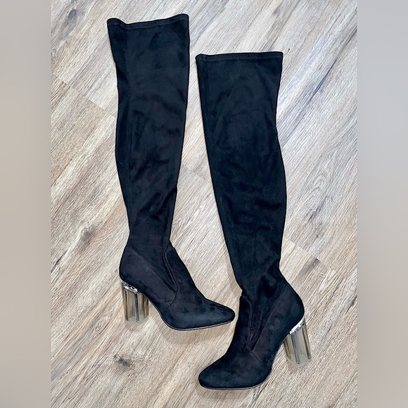 AKIRA Shoes - AKIRA Thigh High Boots w/ Clear Acrylic Heel